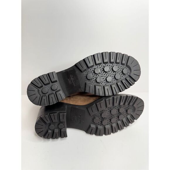 GEOX Leather Boots Size 9.5 Brown Ankle Chelsea Pull On Block Heel Booties NEW - Picture 12 of 12